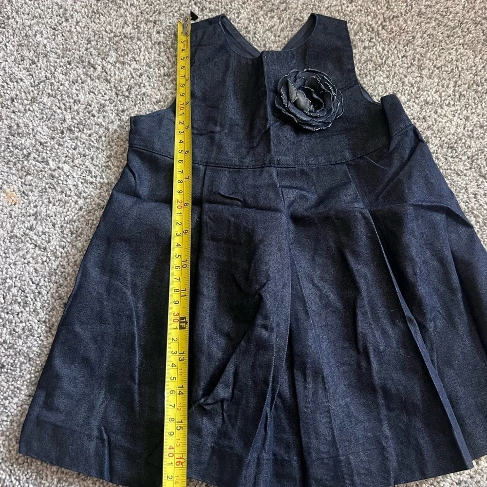 NWOT! Baby Gap Girls 6-12 Months Dark Wash Chambray Pleated Sleeveless Dress